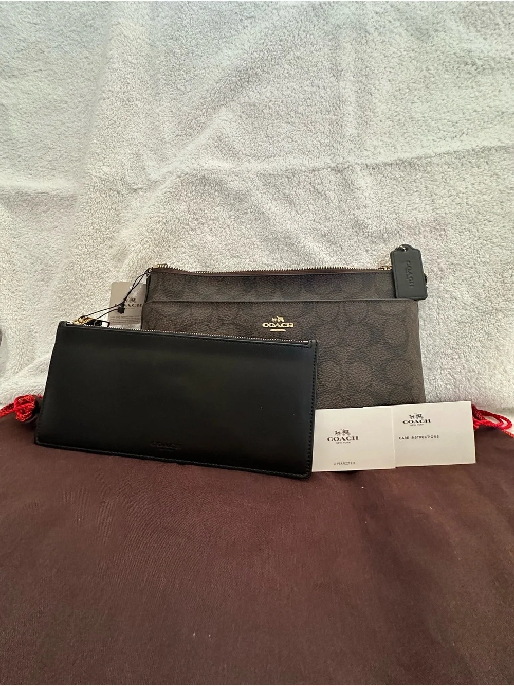 NWT Coach Signature EW Pop-Up Crossbody Black/Brown + Matching Pouch